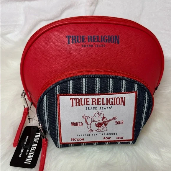 True Religion Red and Black Striped Toiletry Bag - Picture 5 of 5